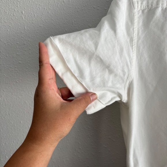 Vineyard Vines White Tie-Front Short Sleeve Linen Button Down Dress - Picture 8 of 9